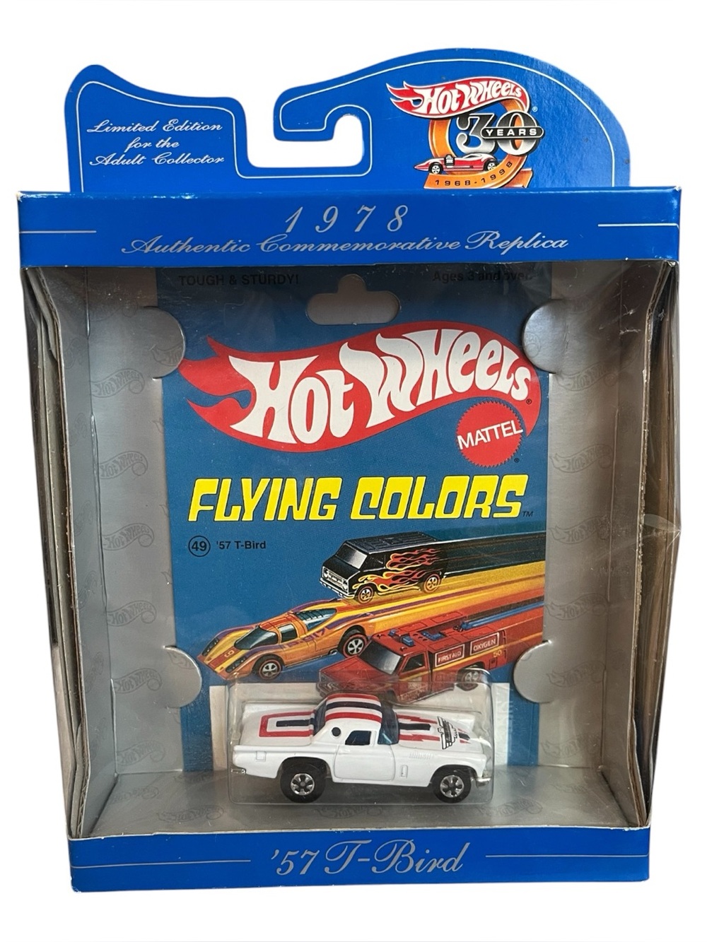 Hot Wheels '57 Ford T-BIRD White 30th Anniversary  FLYING COLORS